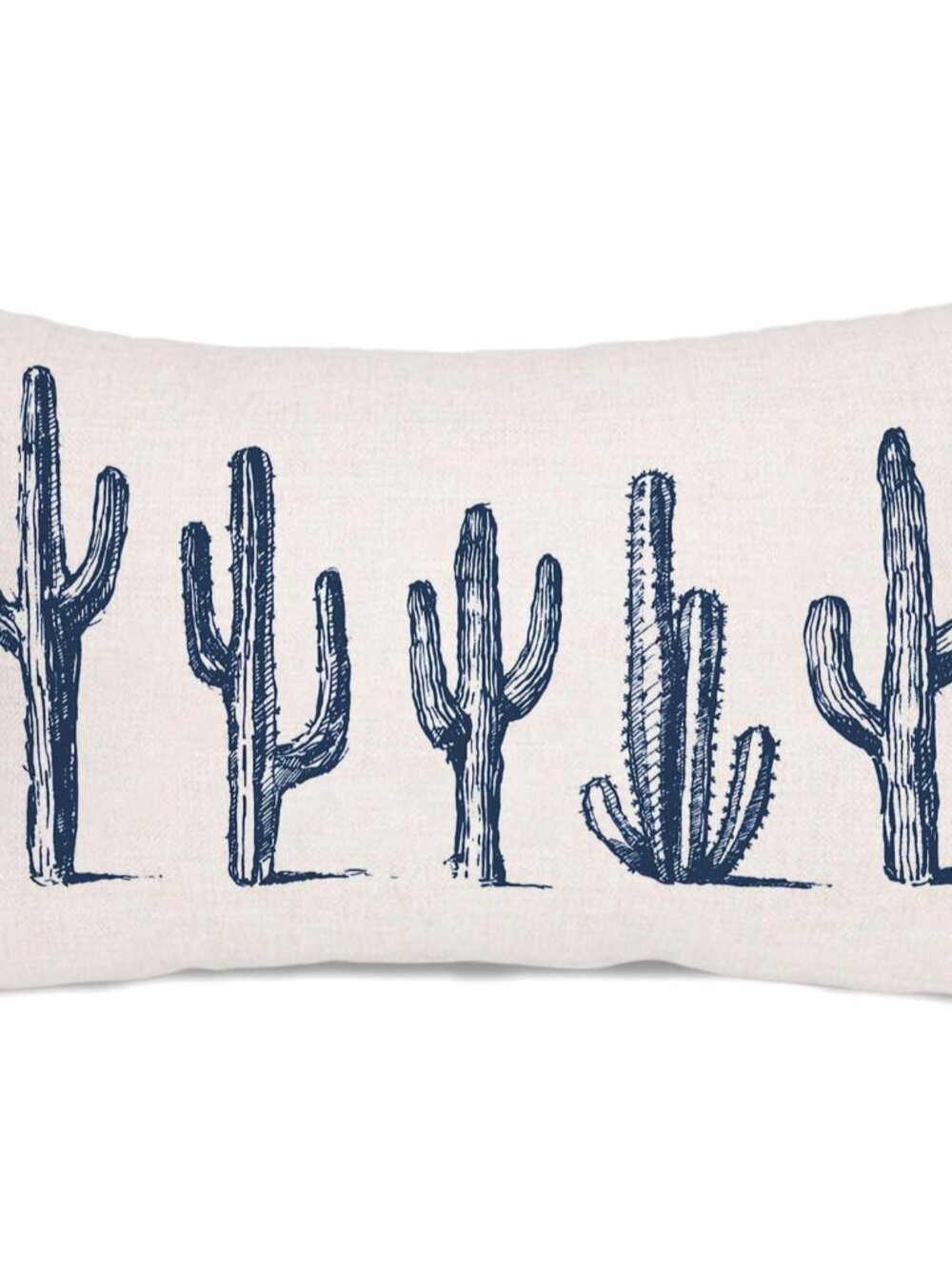 Navy Blue Cactus Pillow Cover 12x20 Inch Southwestern-Inspired Throw Pillow Cove